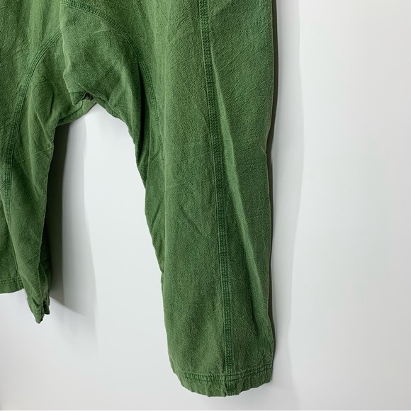 Free People Runyon Drop Crotch Cropped Wide Leg Oversized Green Pants Size XS - Picture 7 of 16